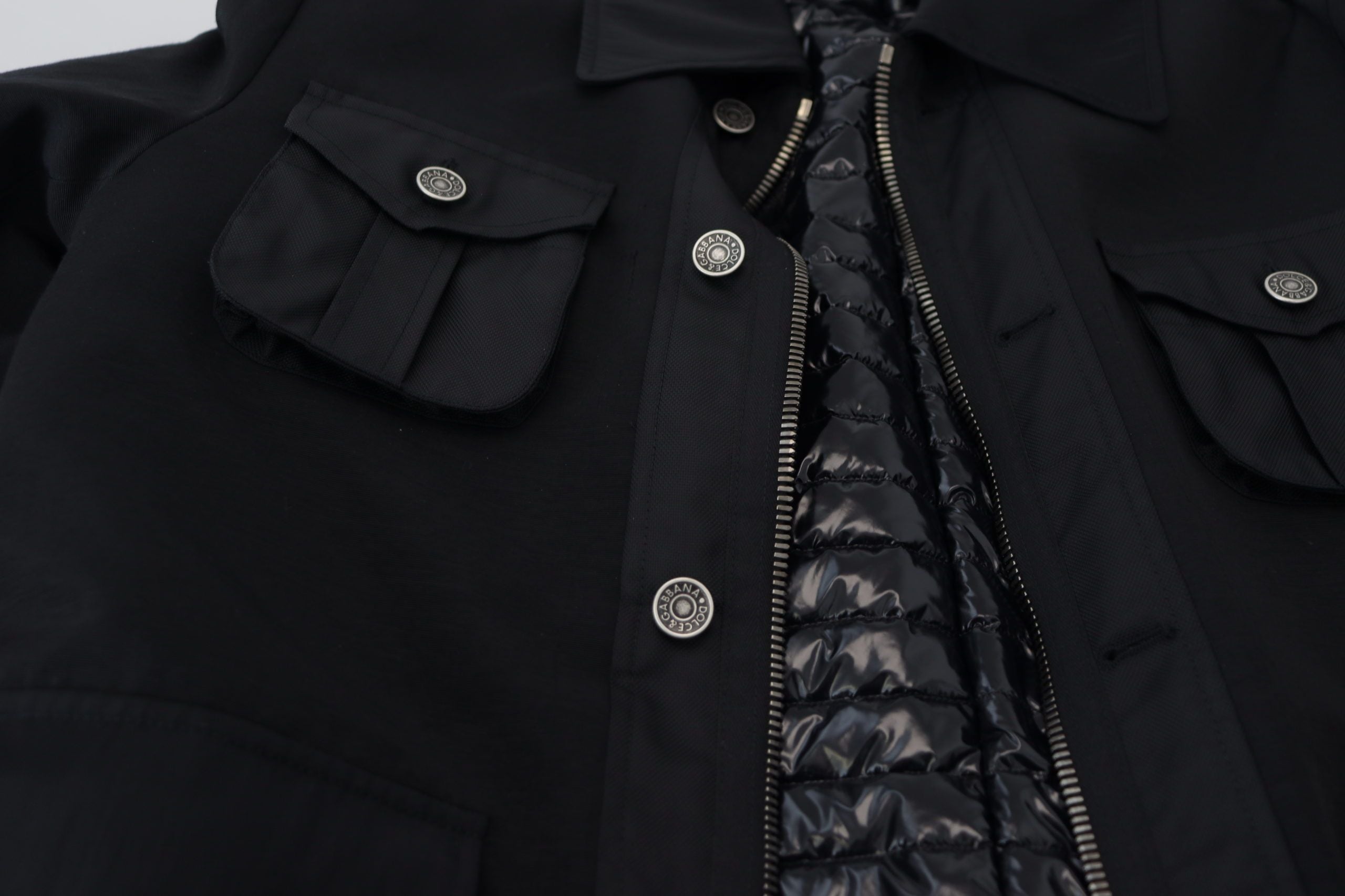 Black Wool Collared Full Zip Jacket - ventzia
