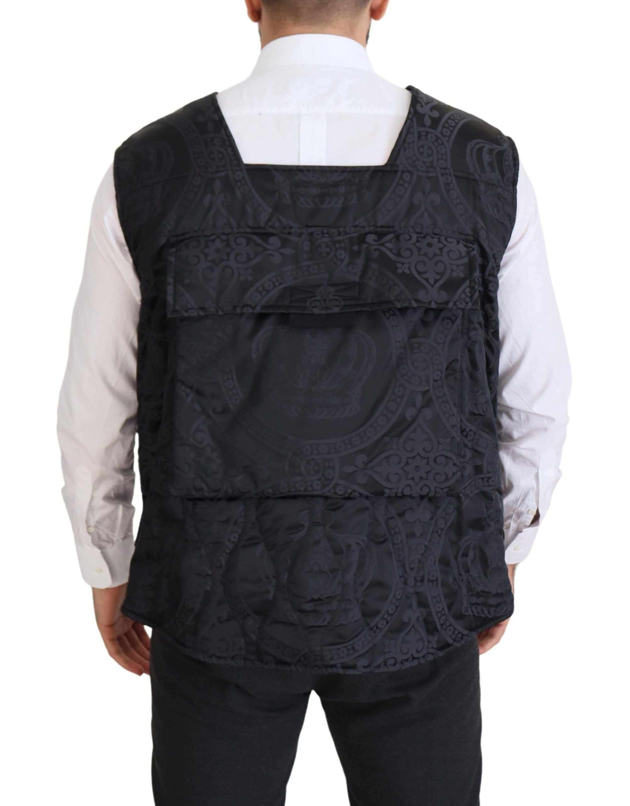 Black Nylon Full Zip Sleeveless Jacket - ventzia