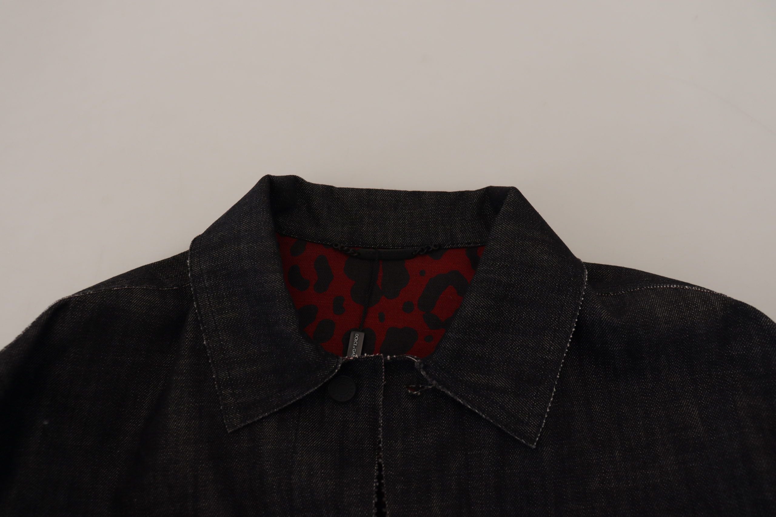 Black Cotton Full Button Denim Jacket - ventzia