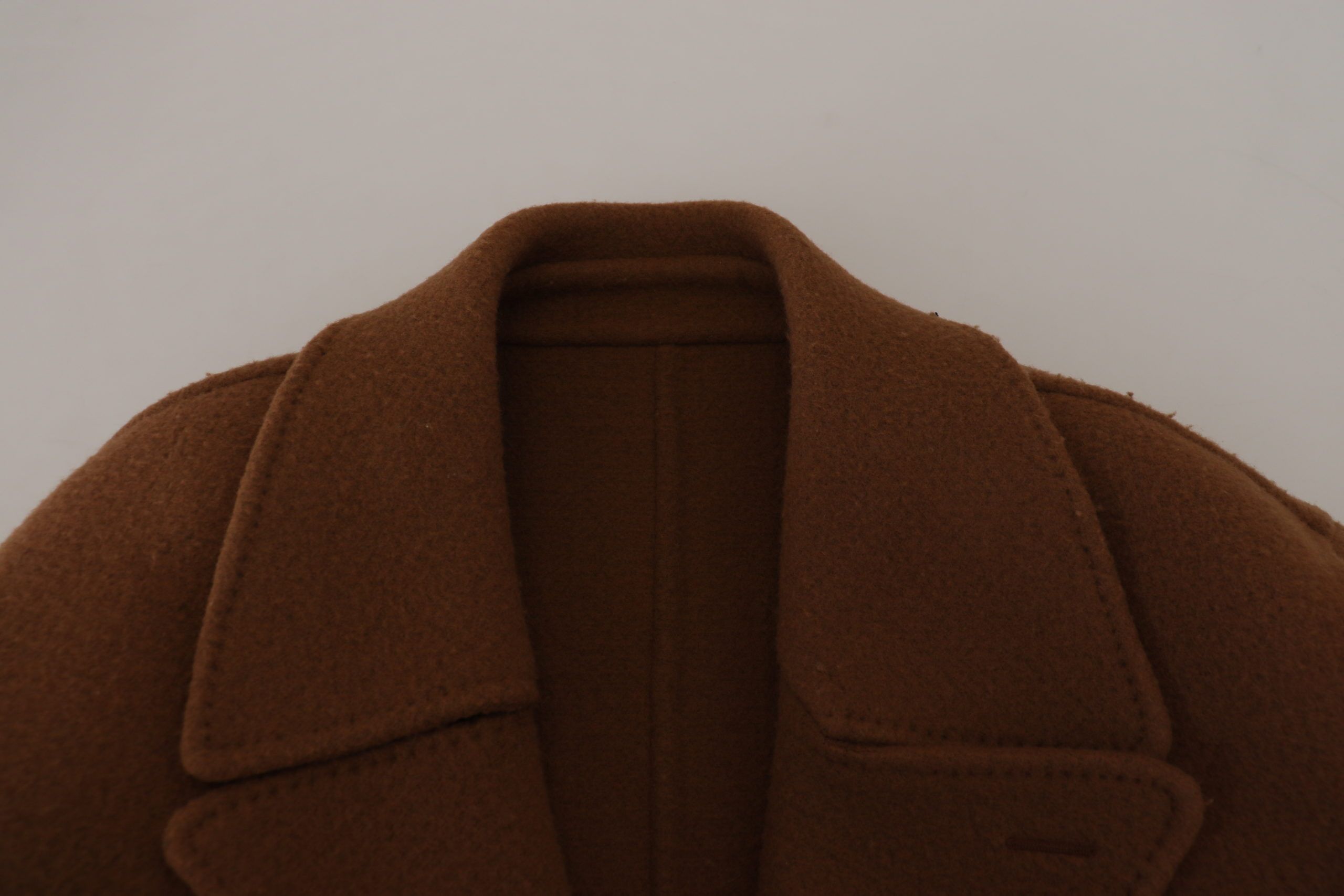 Brown Nylon Double Breasted Coat Jacket - ventzia