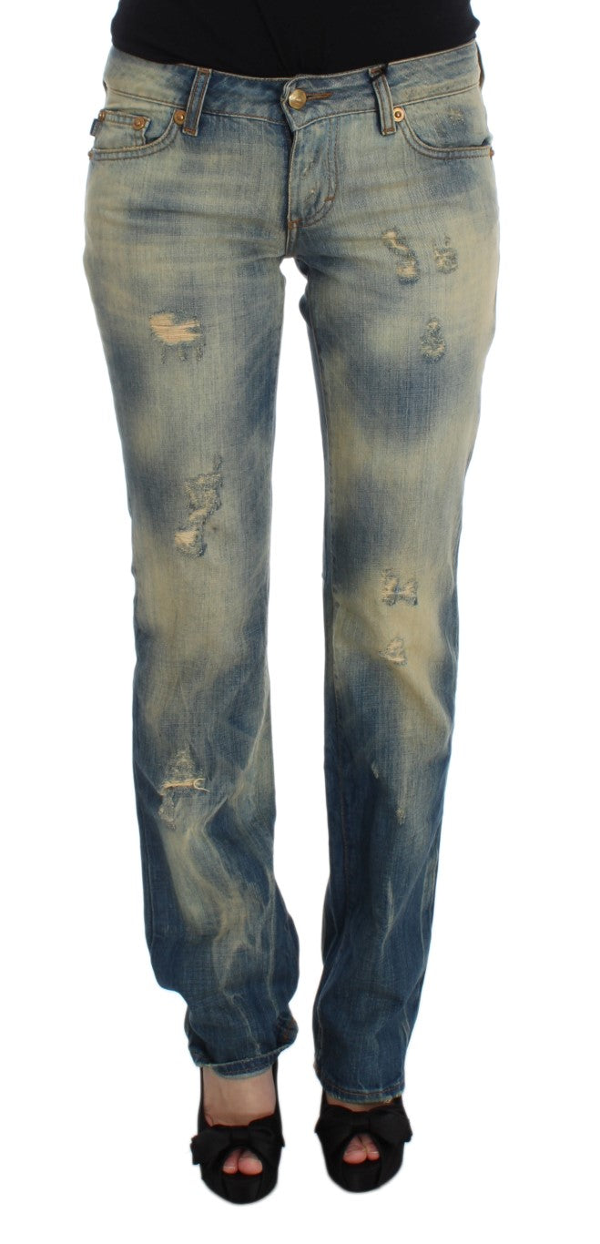 Elegant Slim Bootcut Blue Jeans - ventzia
