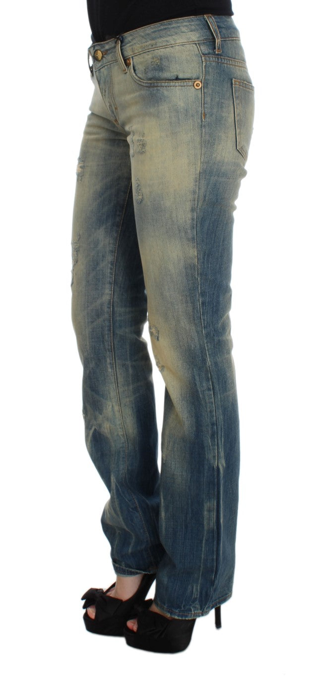 Elegant Slim Bootcut Blue Jeans - ventzia