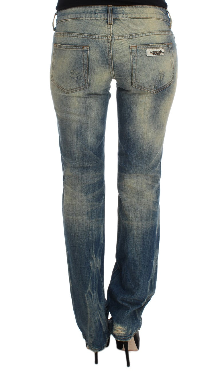Elegant Slim Bootcut Blue Jeans - ventzia