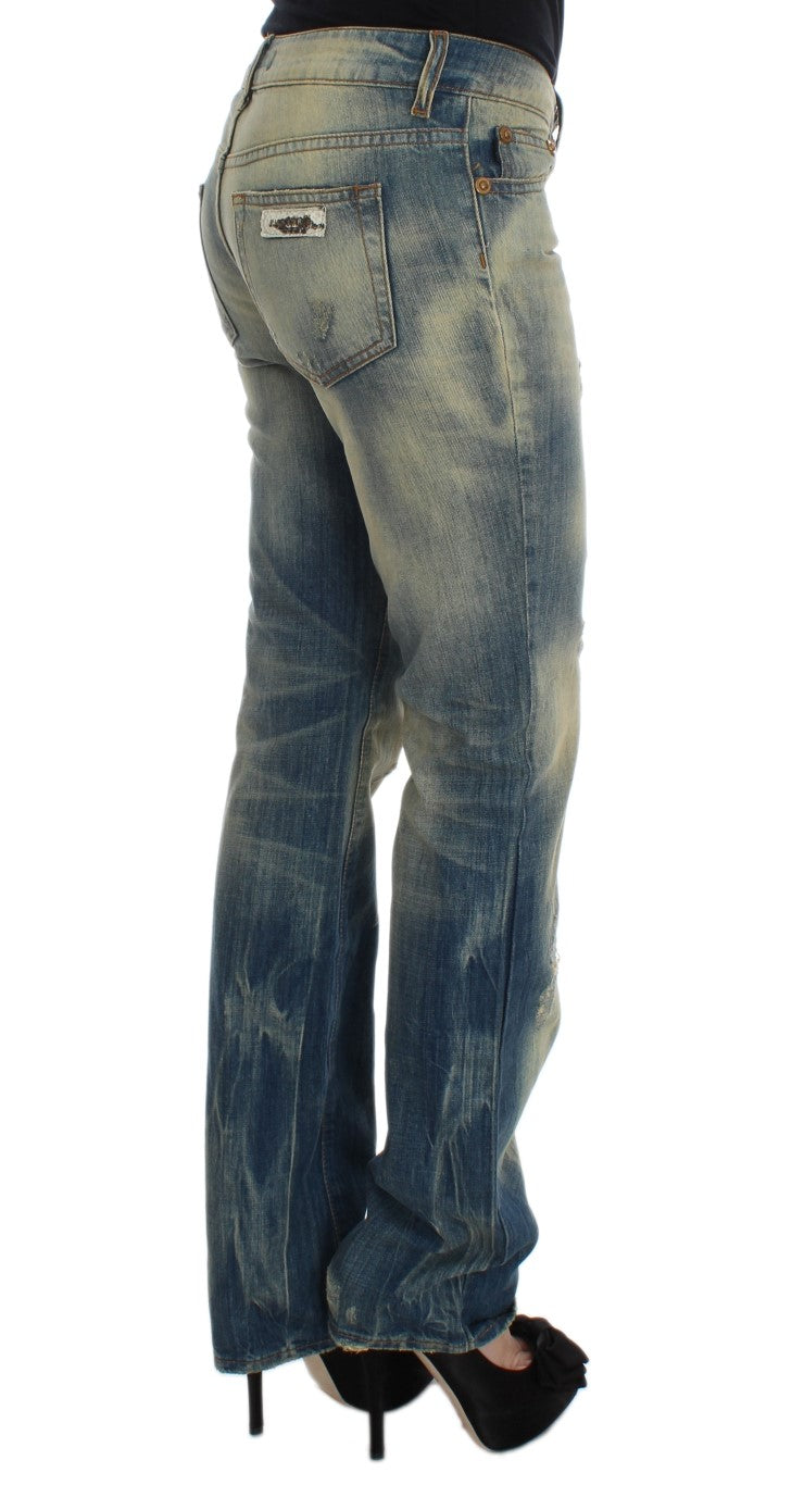 Elegant Slim Bootcut Blue Jeans - ventzia