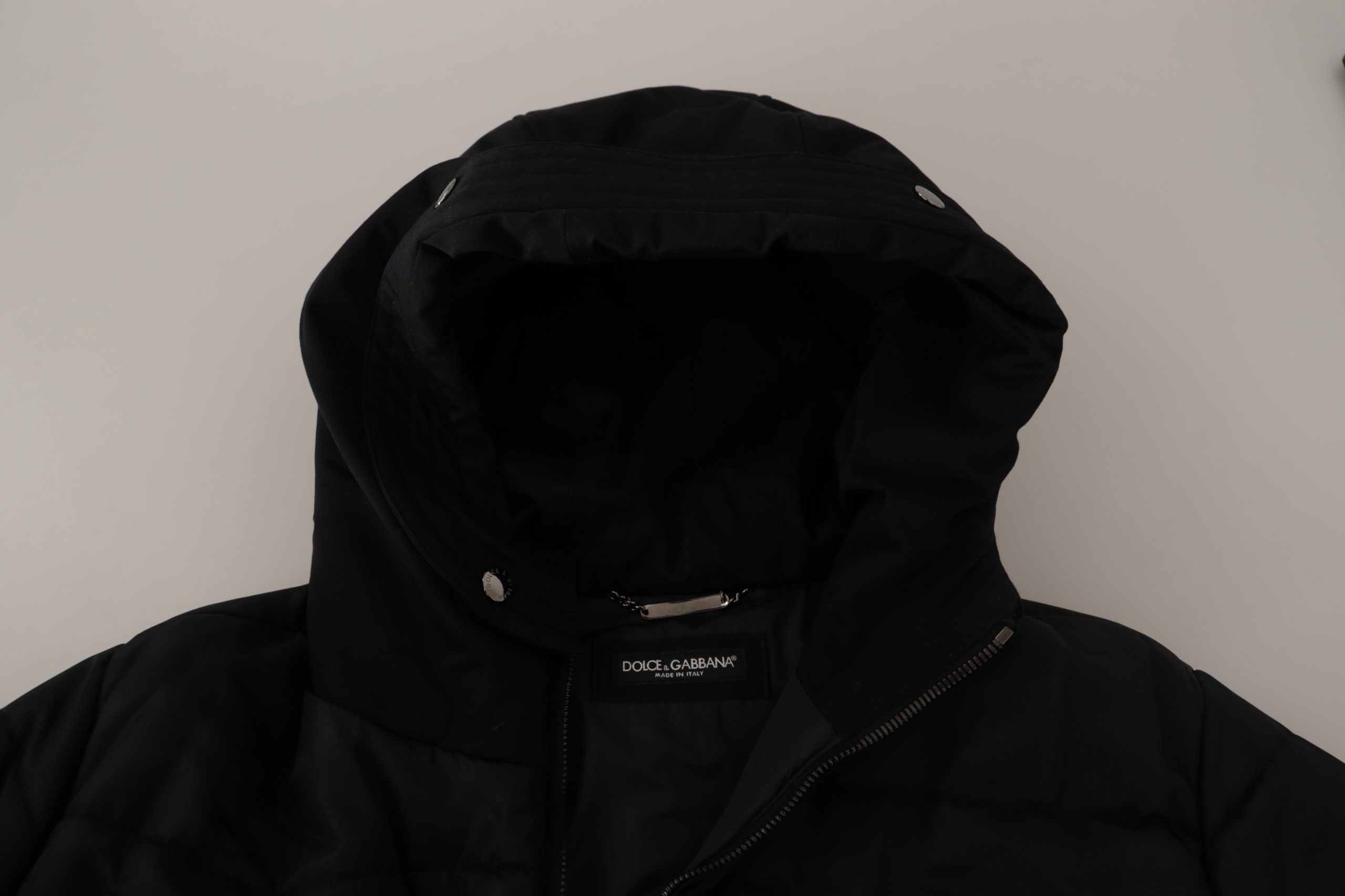 Black Nylon Hooded Parka Coat Winter Jacket - ventzia