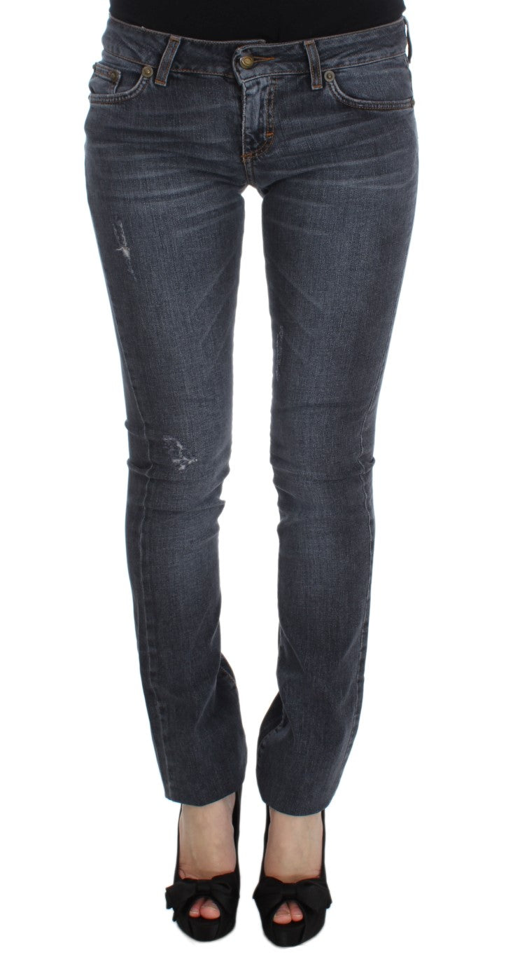 Slim Fit Green Diamond Blue Wash Jeans - ventzia