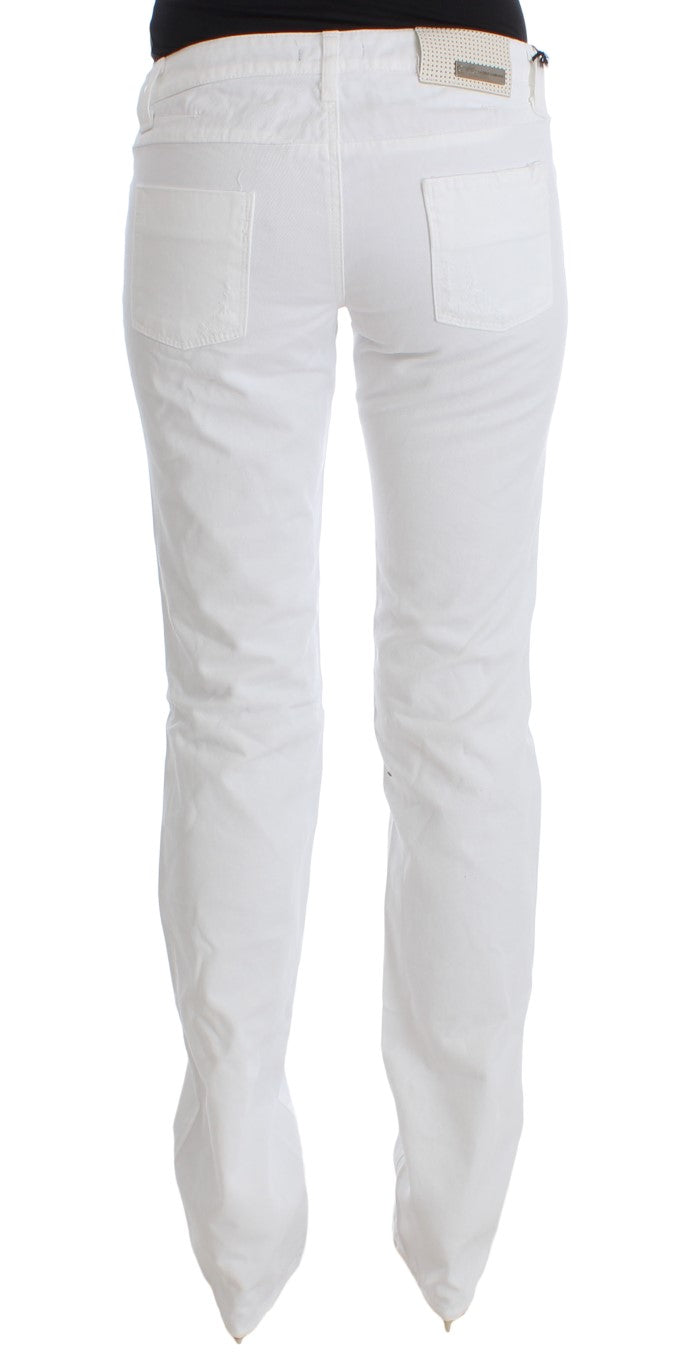 Chic Slim Fit White Cotton Jeans - ventzia