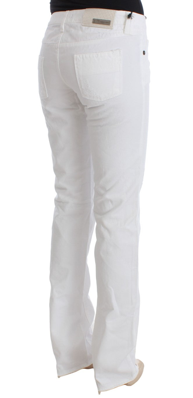 Chic Slim Fit White Cotton Jeans - ventzia