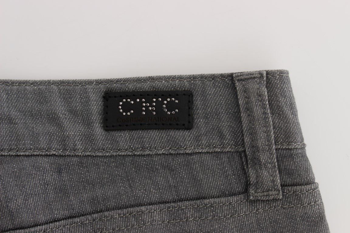 Chic Gray Slim-Fit Designer Jeans - ventzia