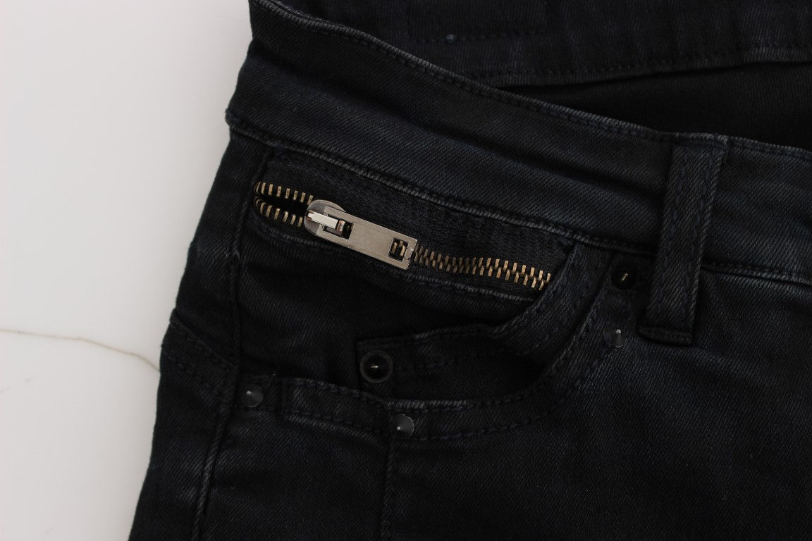 Sleek Slim Fit Designer Jeans in Classic Black - ventzia