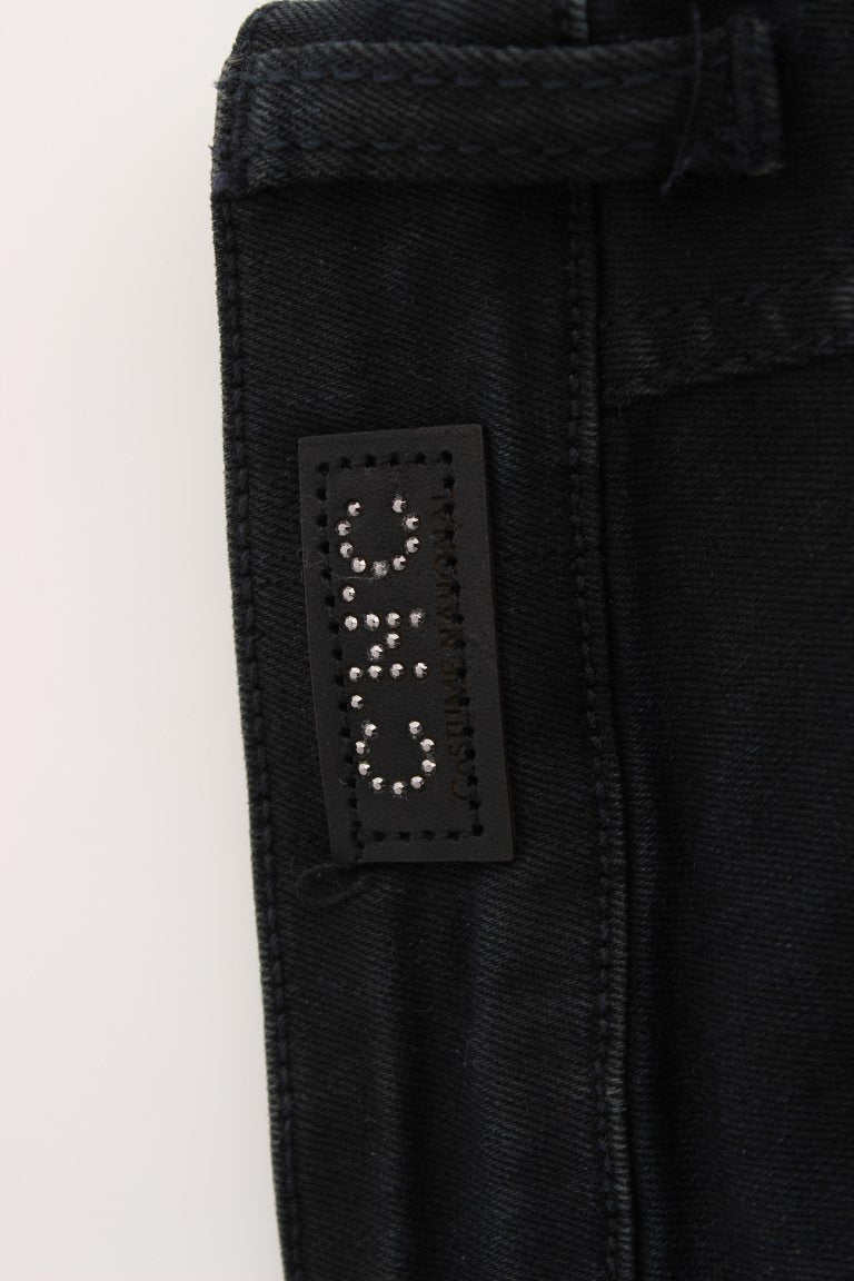 Sleek Slim Fit Designer Jeans in Classic Black - ventzia