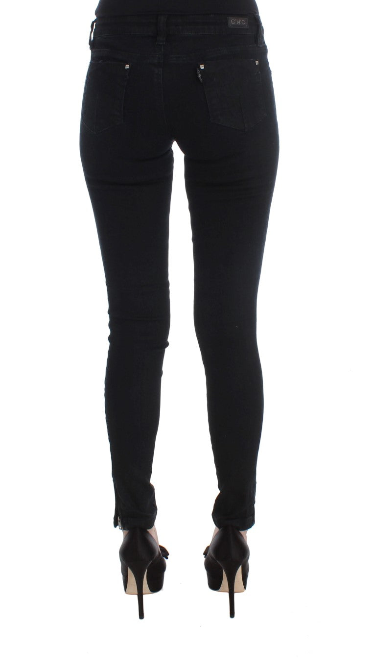 Sleek Black Slim Fit Designer Jeans - ventzia