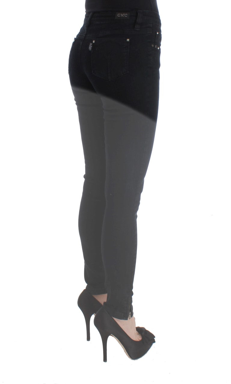 Sleek Black Slim Fit Designer Jeans - ventzia