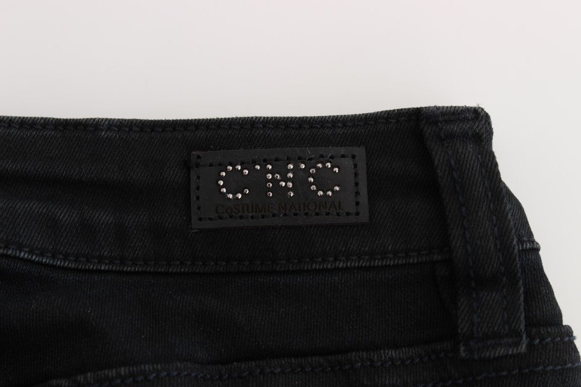 Sleek Black Slim Fit Designer Jeans - ventzia