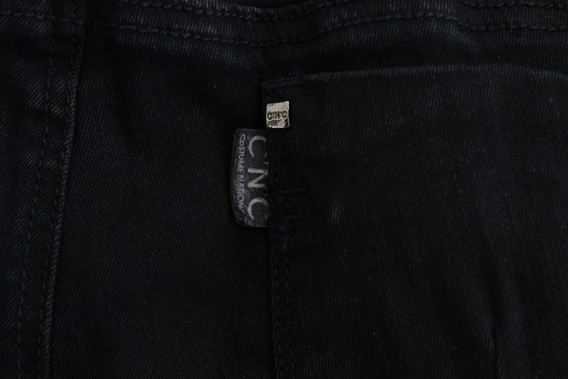 Sleek Black Slim Fit Designer Jeans - ventzia