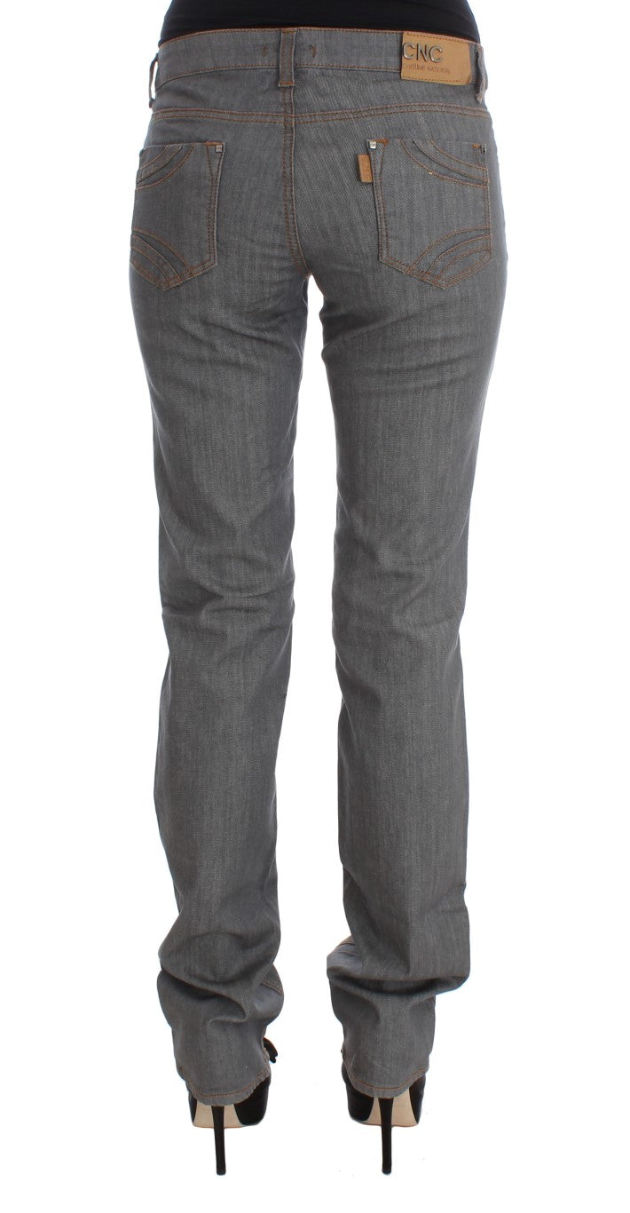 Elegant Gray Regular Fit Jeans - ventzia