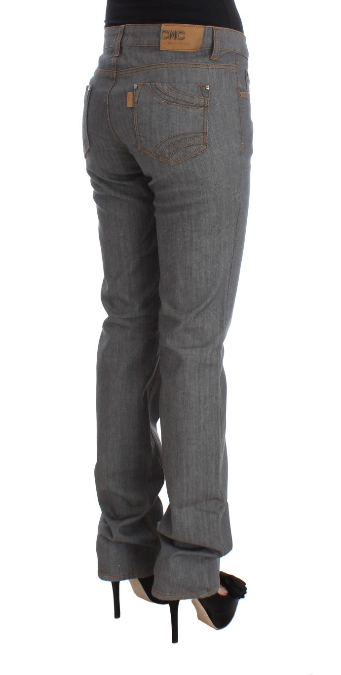 Elegant Gray Regular Fit Jeans - ventzia