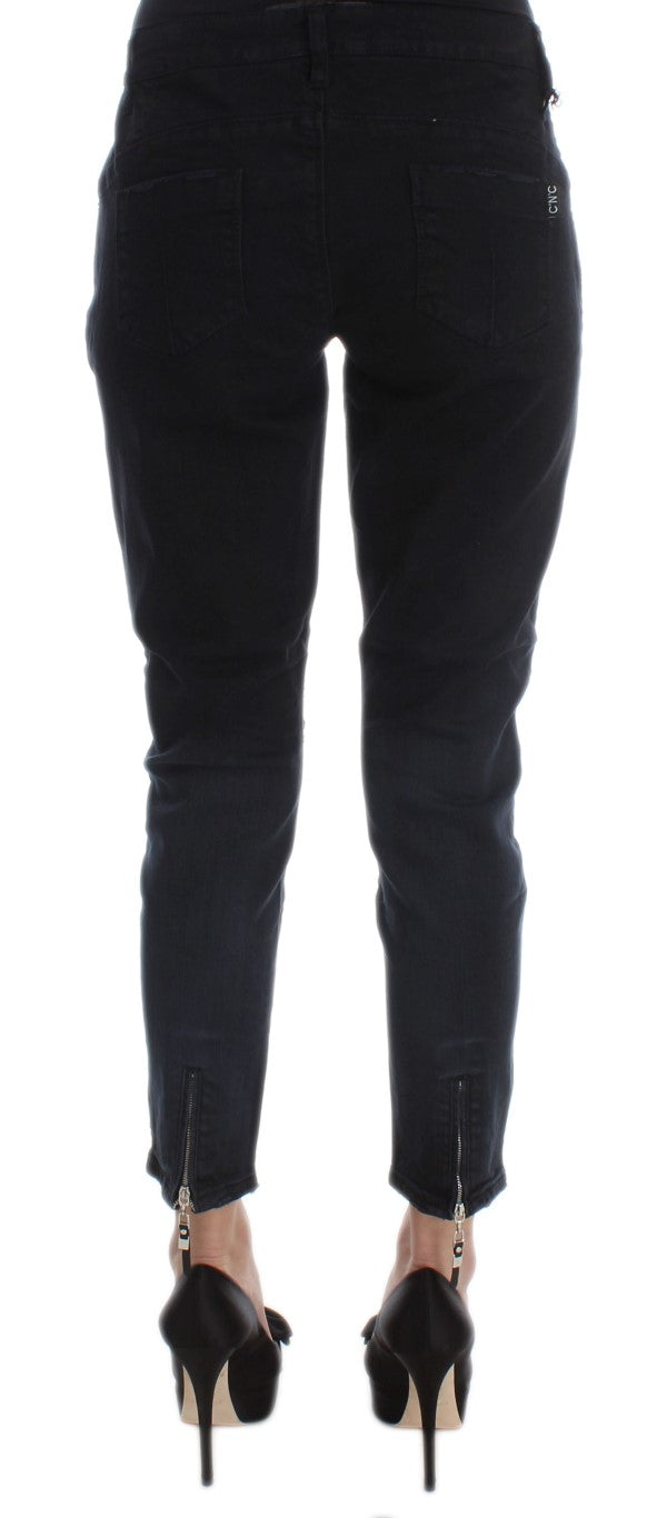 Sleek Slim Fit Black Denim Jeans - ventzia