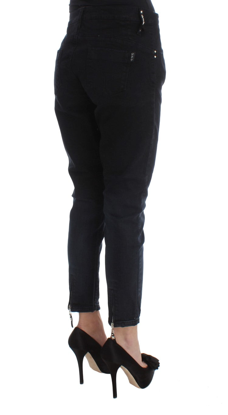 Sleek Slim Fit Black Denim Jeans - ventzia