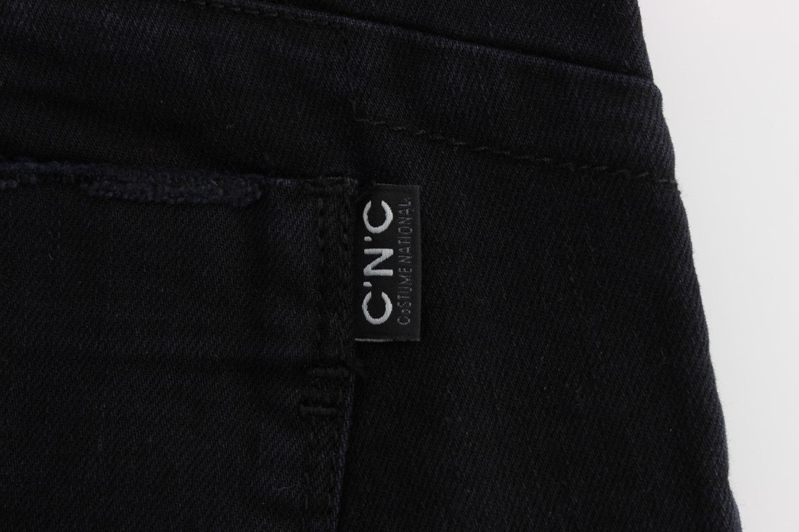 Sleek Slim Fit Black Denim Jeans - ventzia
