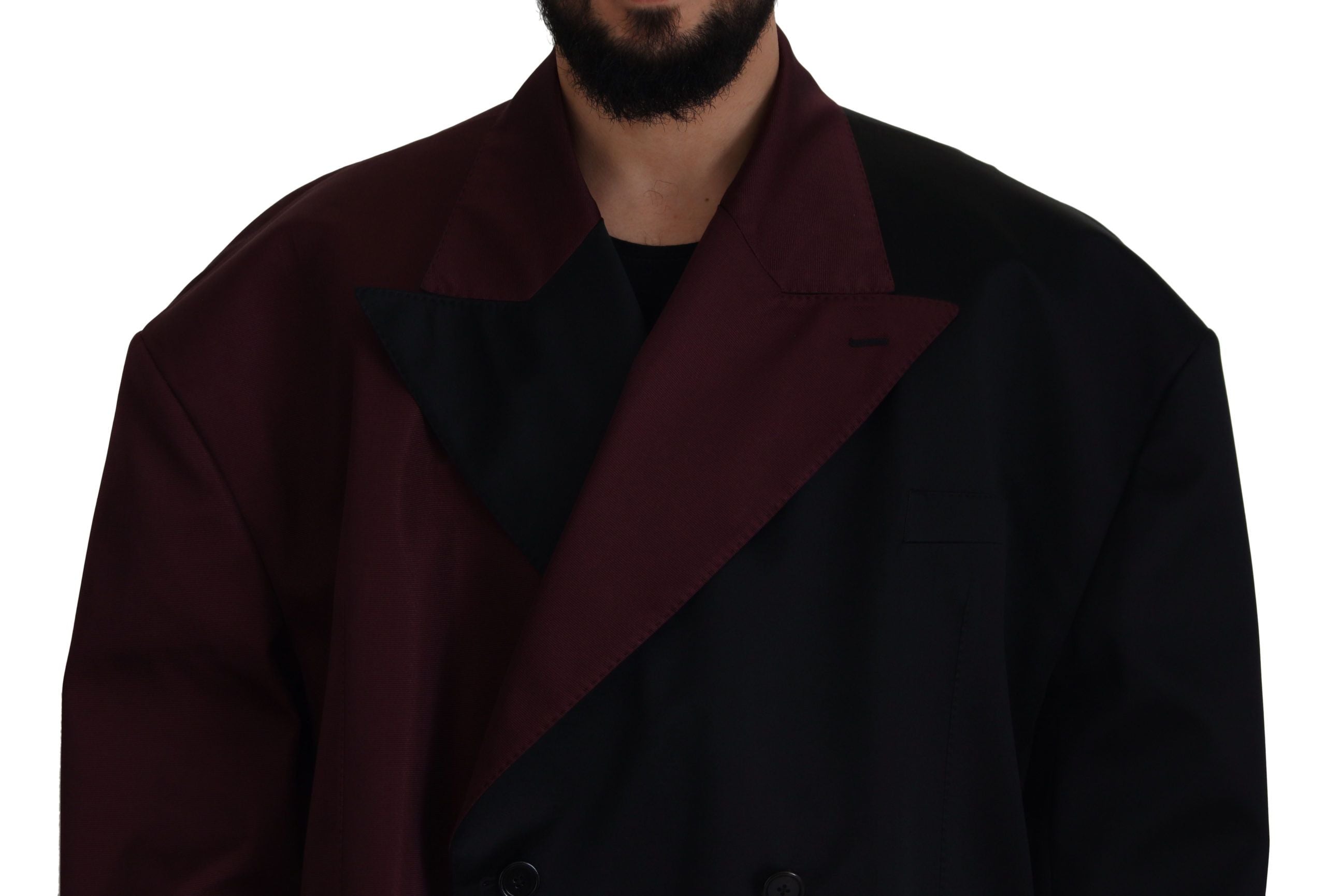 Bordeaux Polyester Double Breasted Jacket - ventzia