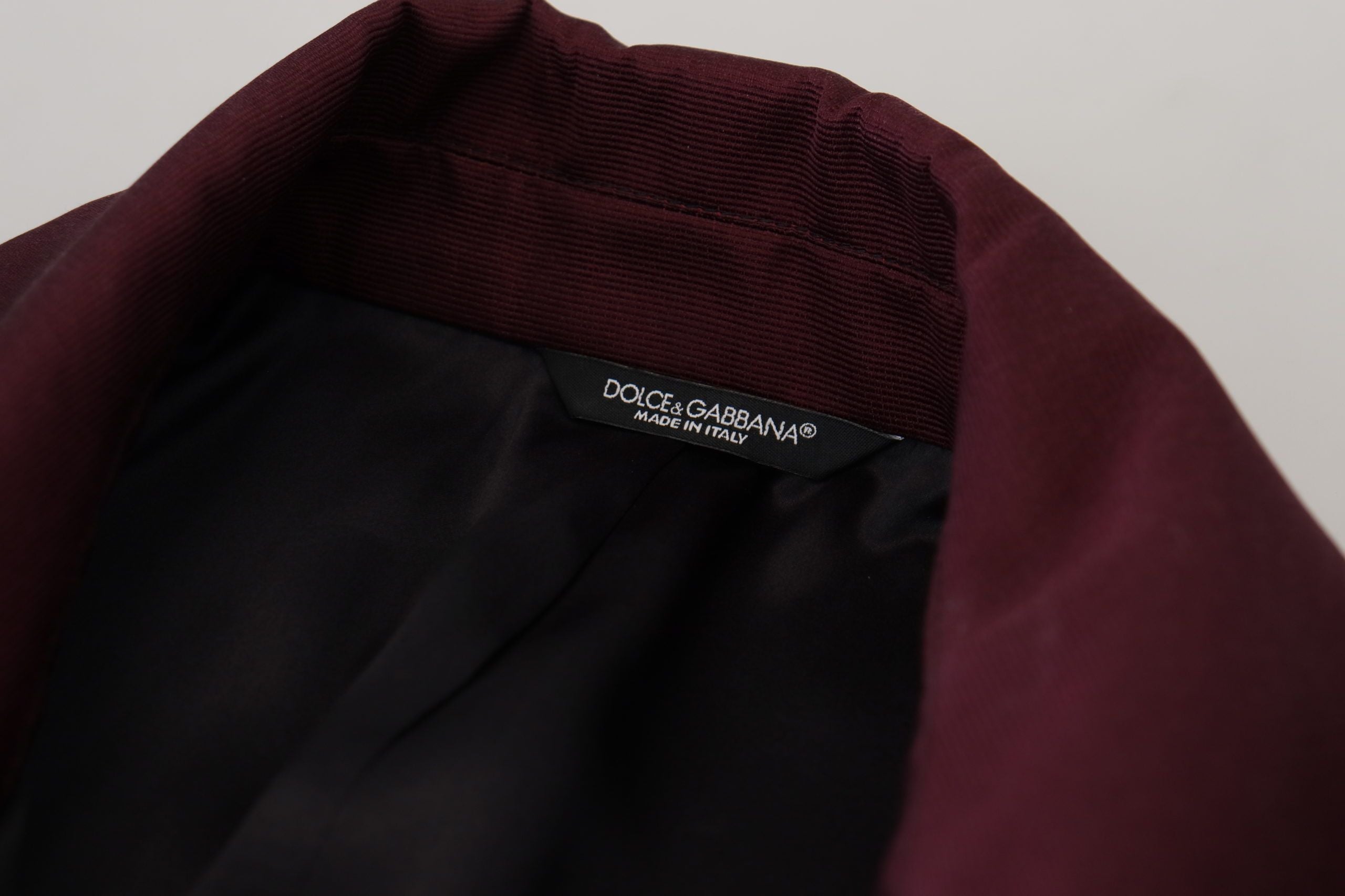 Bordeaux Polyester Double Breasted Jacket - ventzia