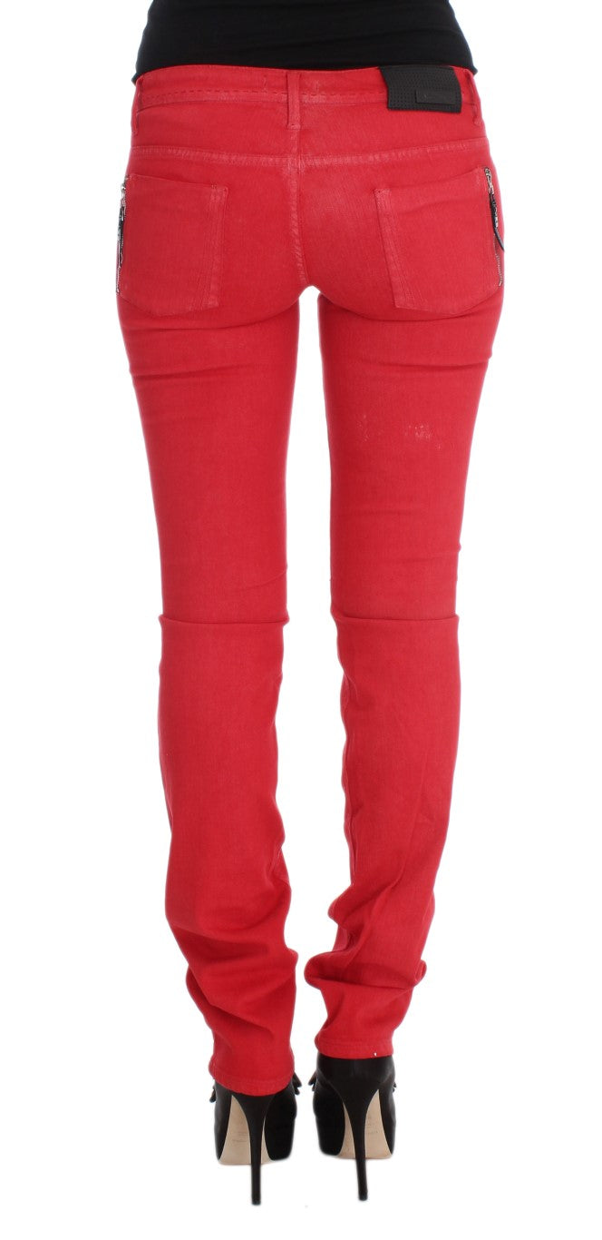 Chic Red Slim Fit Jeans - ventzia