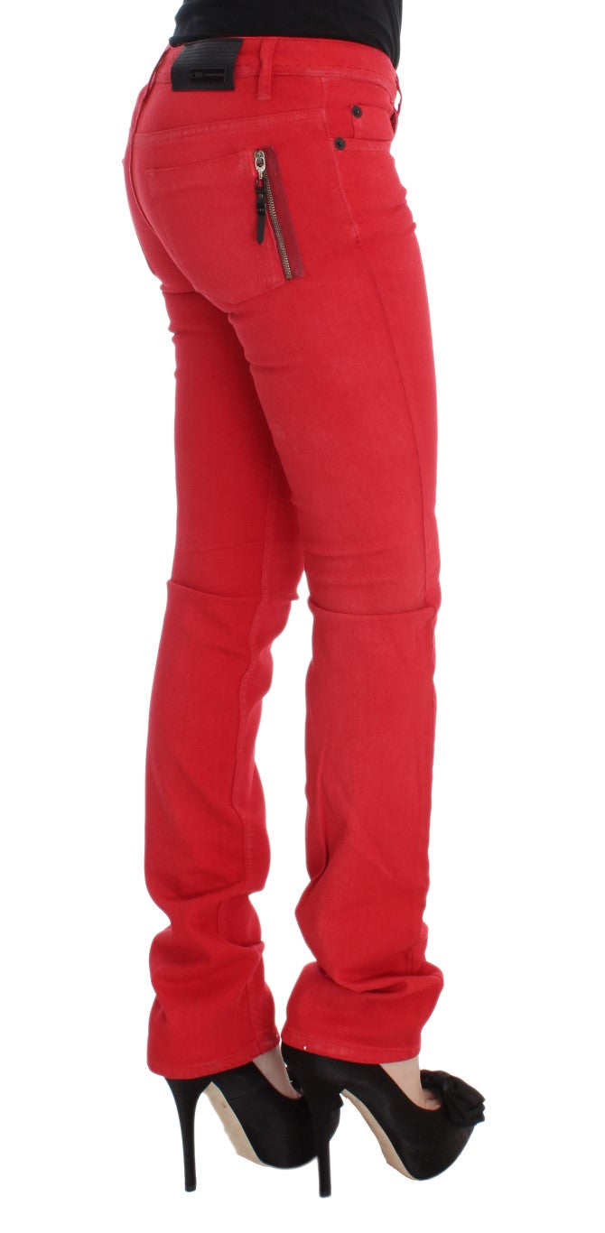 Chic Red Slim Fit Jeans - ventzia
