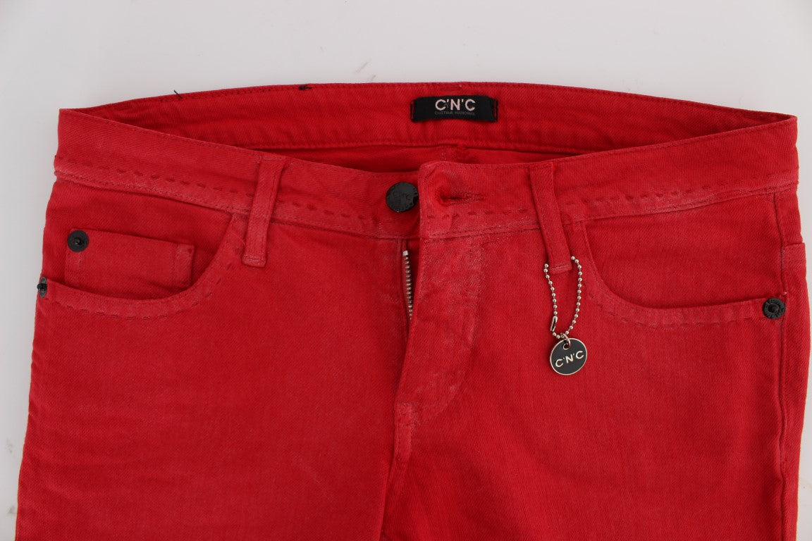 Chic Red Slim Fit Jeans - ventzia