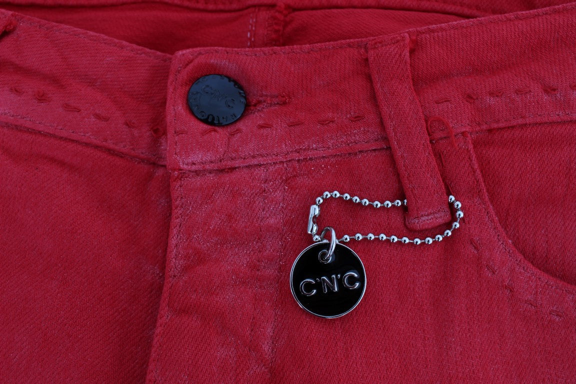 Chic Red Slim Fit Jeans - ventzia