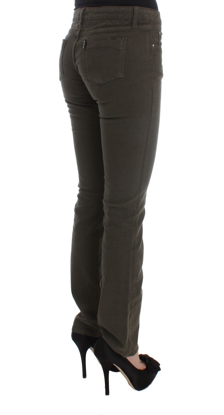 Chic Slim Fit Green Cotton Jeans - ventzia
