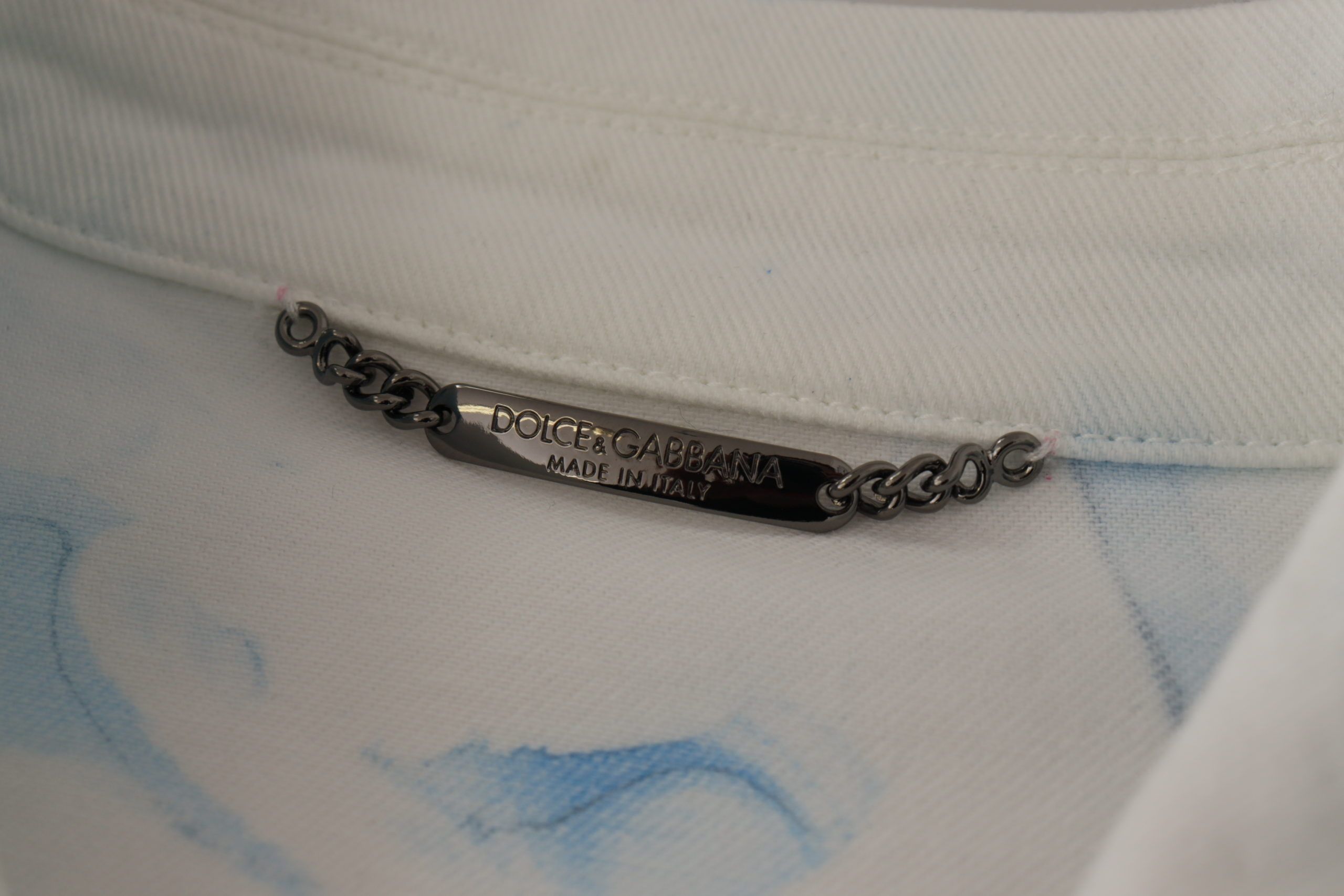 White Cotton Logo Embroidery Denim Jacket - ventzia
