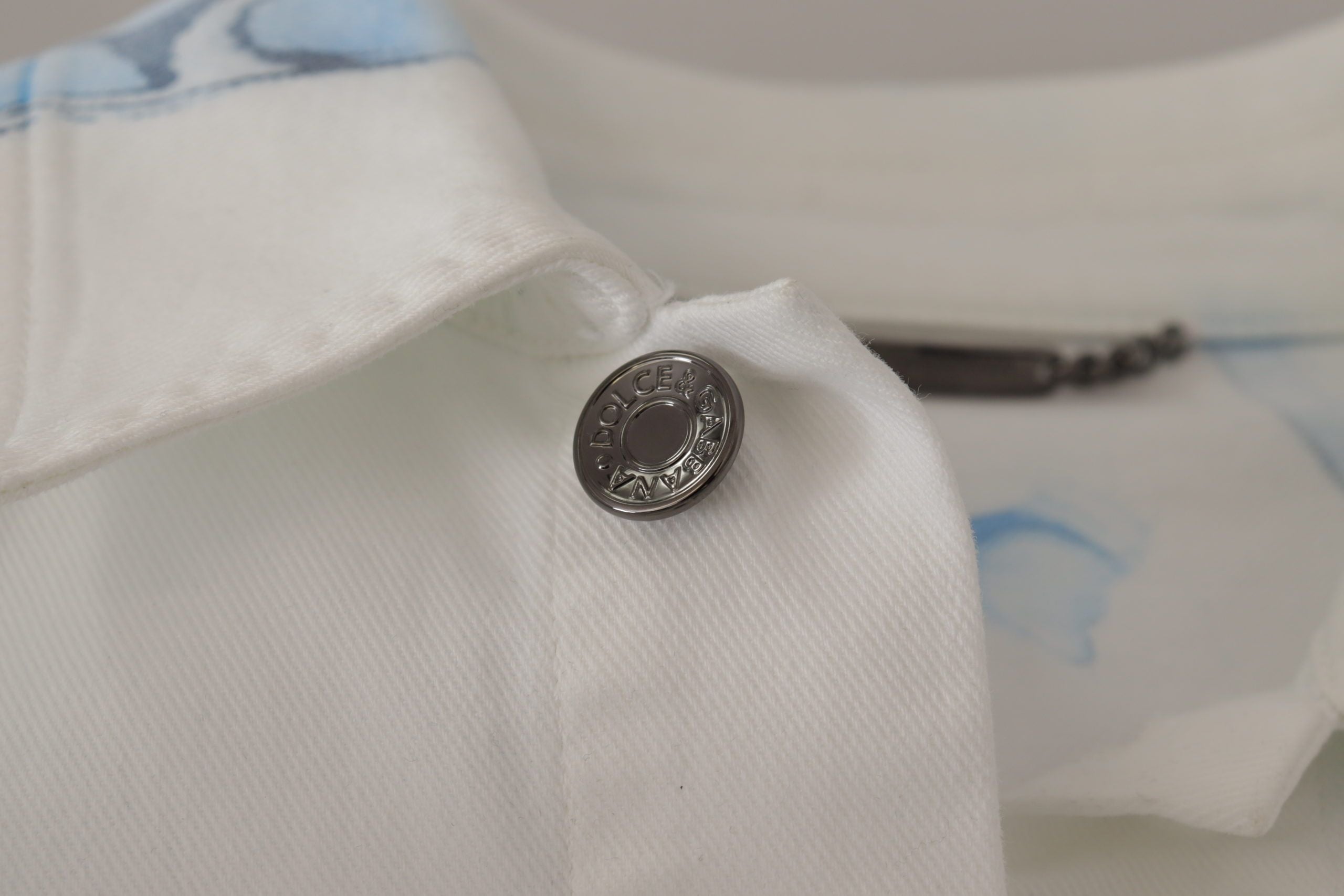 White Cotton Logo Embroidery Denim Jacket - ventzia