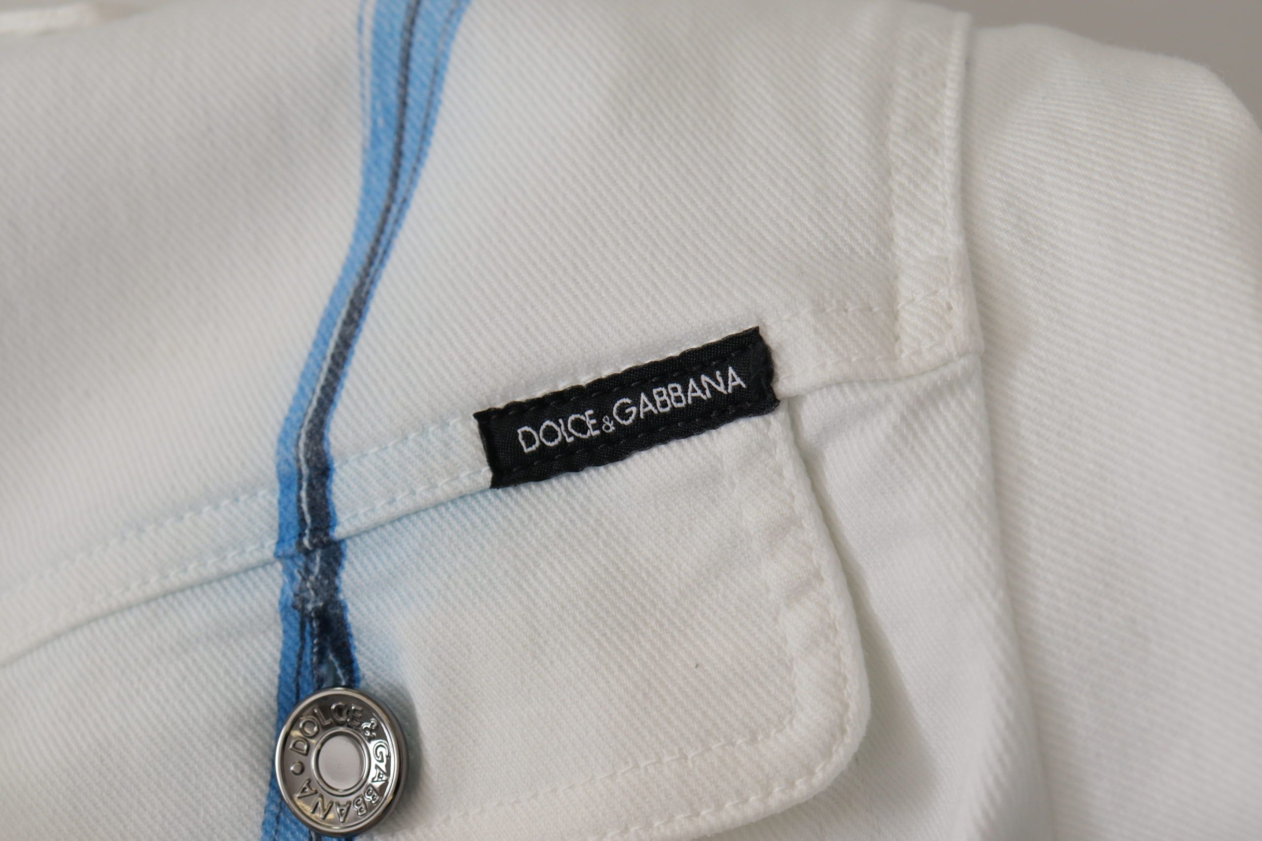 White Cotton Logo Embroidery Denim Jacket - ventzia