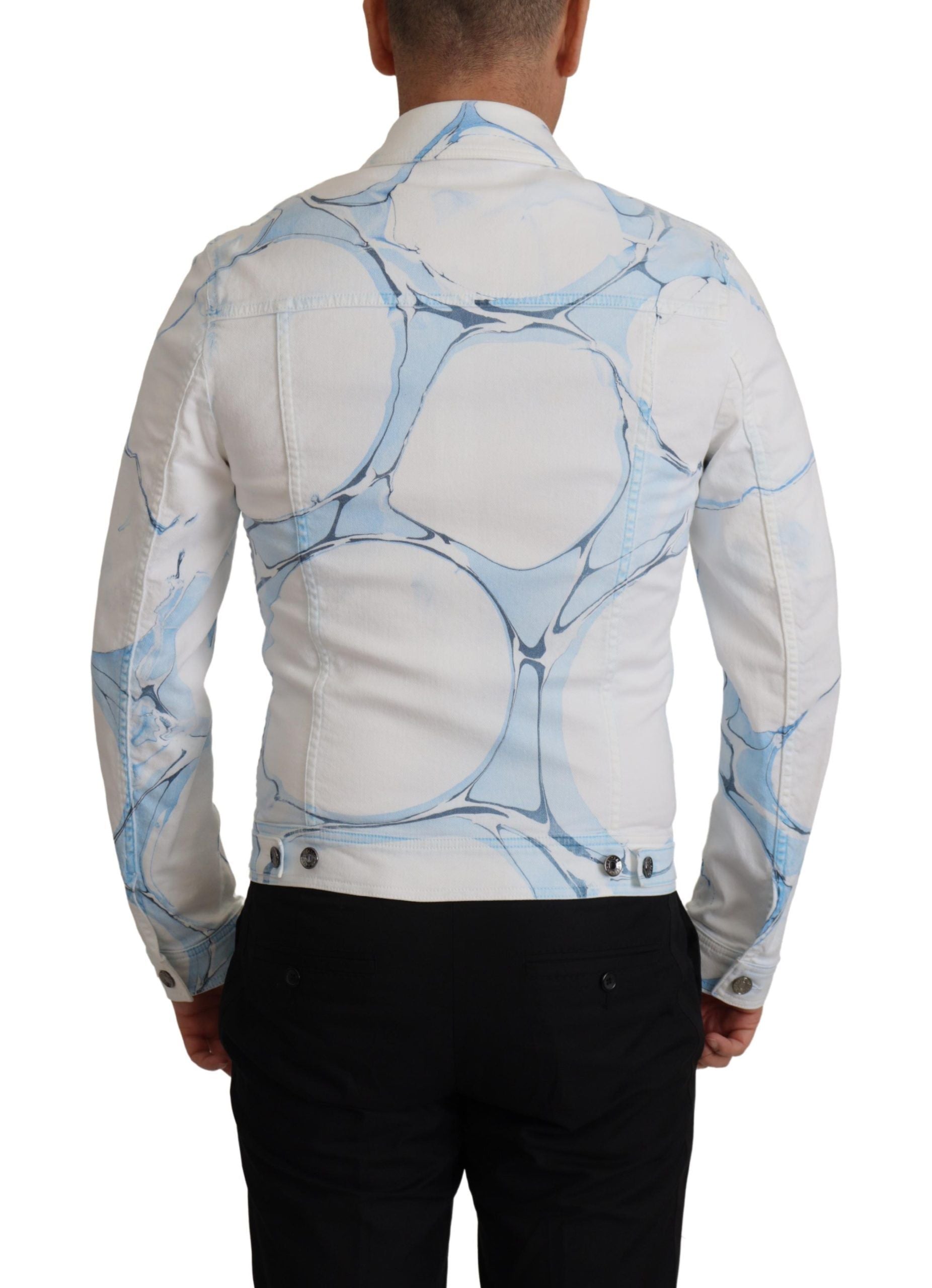 White Cotton Logo Embroidery Denim Jacket - ventzia