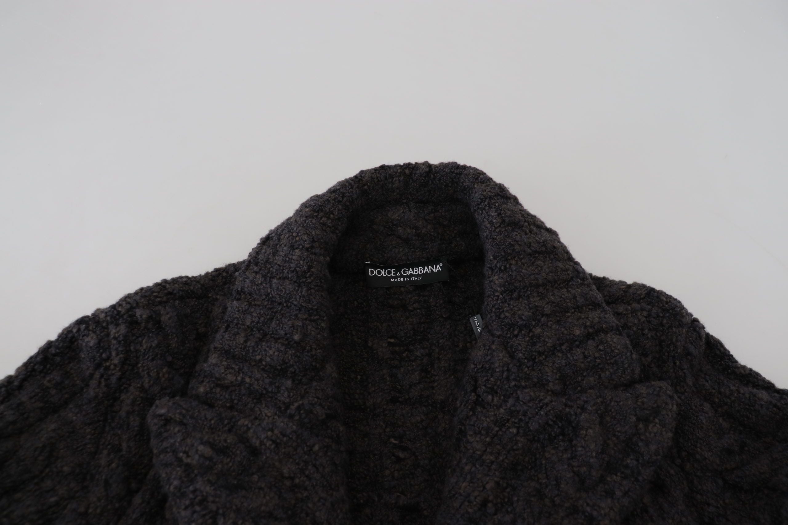 Black Wool Knit Double Breasted Coat Jacket - ventzia