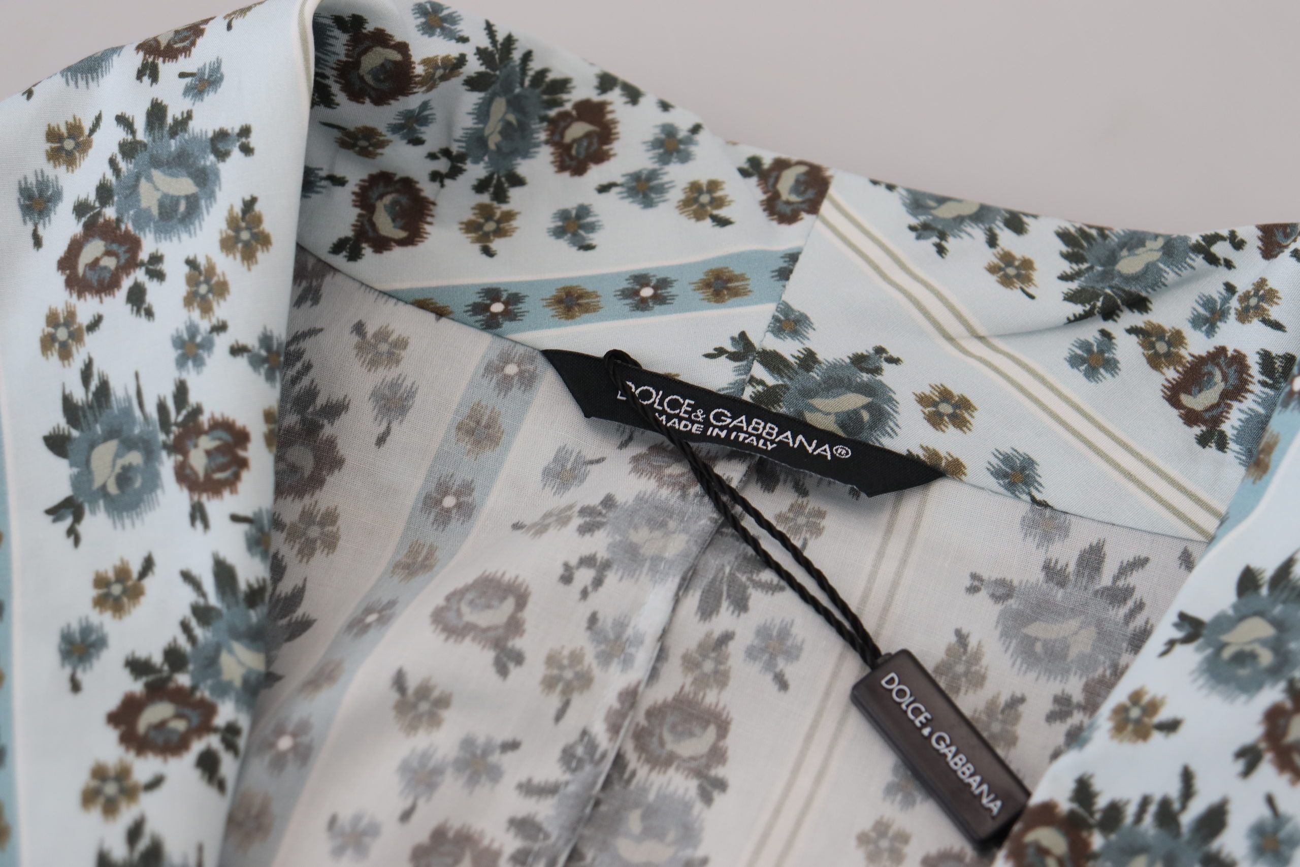 Blue Floral Cotton Robe Coat Jacket - ventzia