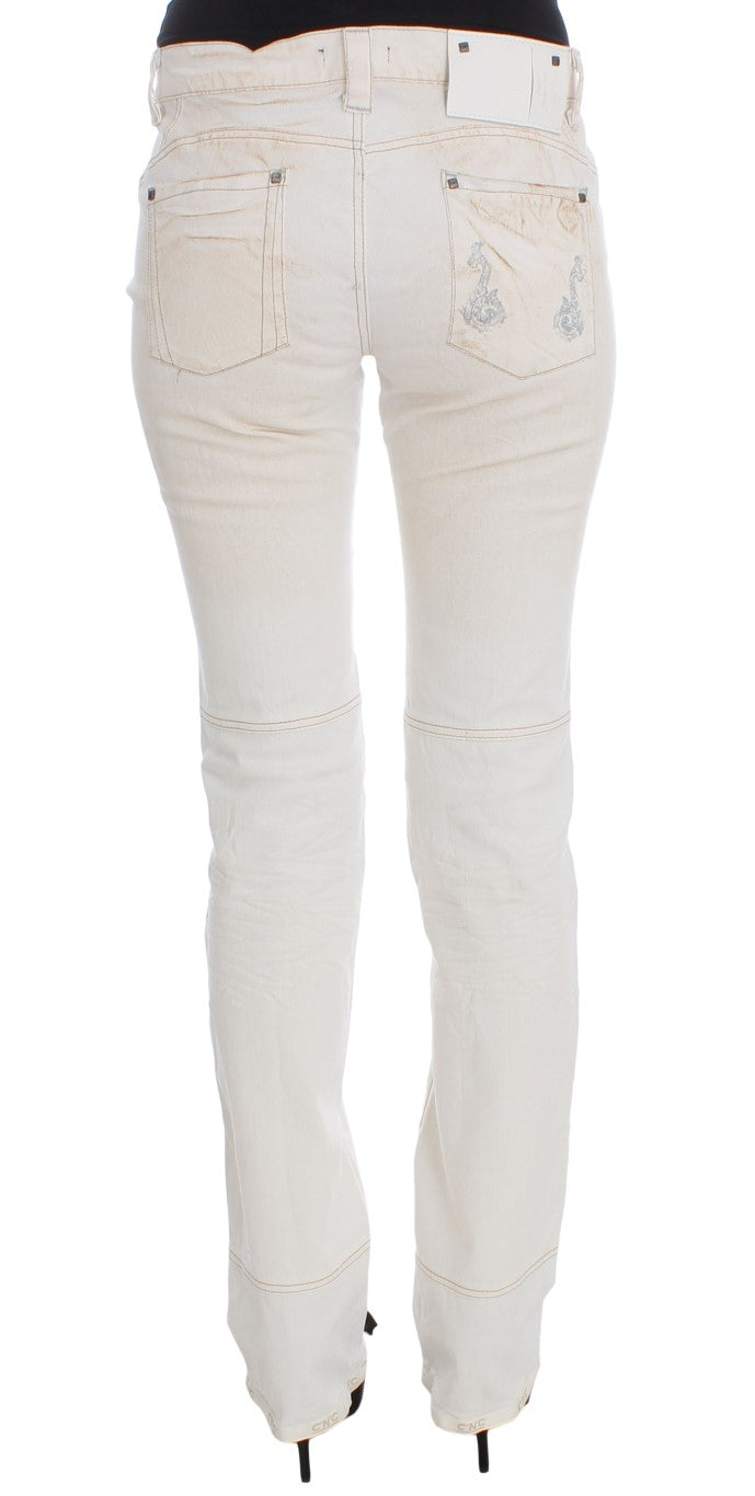 Chic White Slim Fit Designer Jeans - ventzia