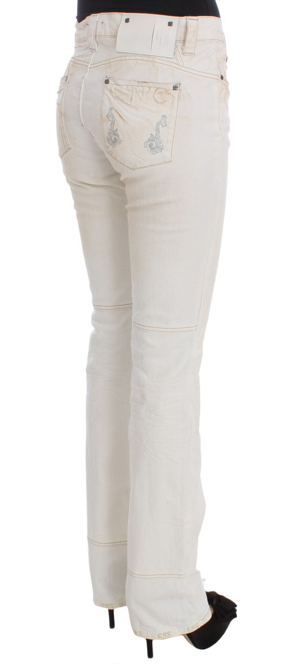 Chic White Slim Fit Designer Jeans - ventzia