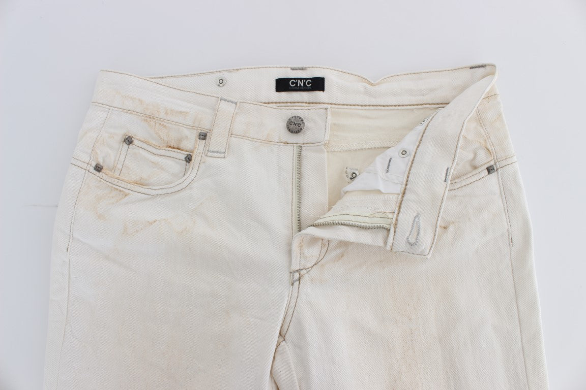 Chic White Slim Fit Designer Jeans - ventzia