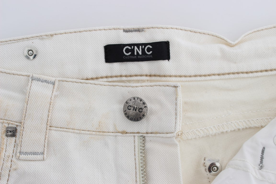 Chic White Slim Fit Designer Jeans - ventzia