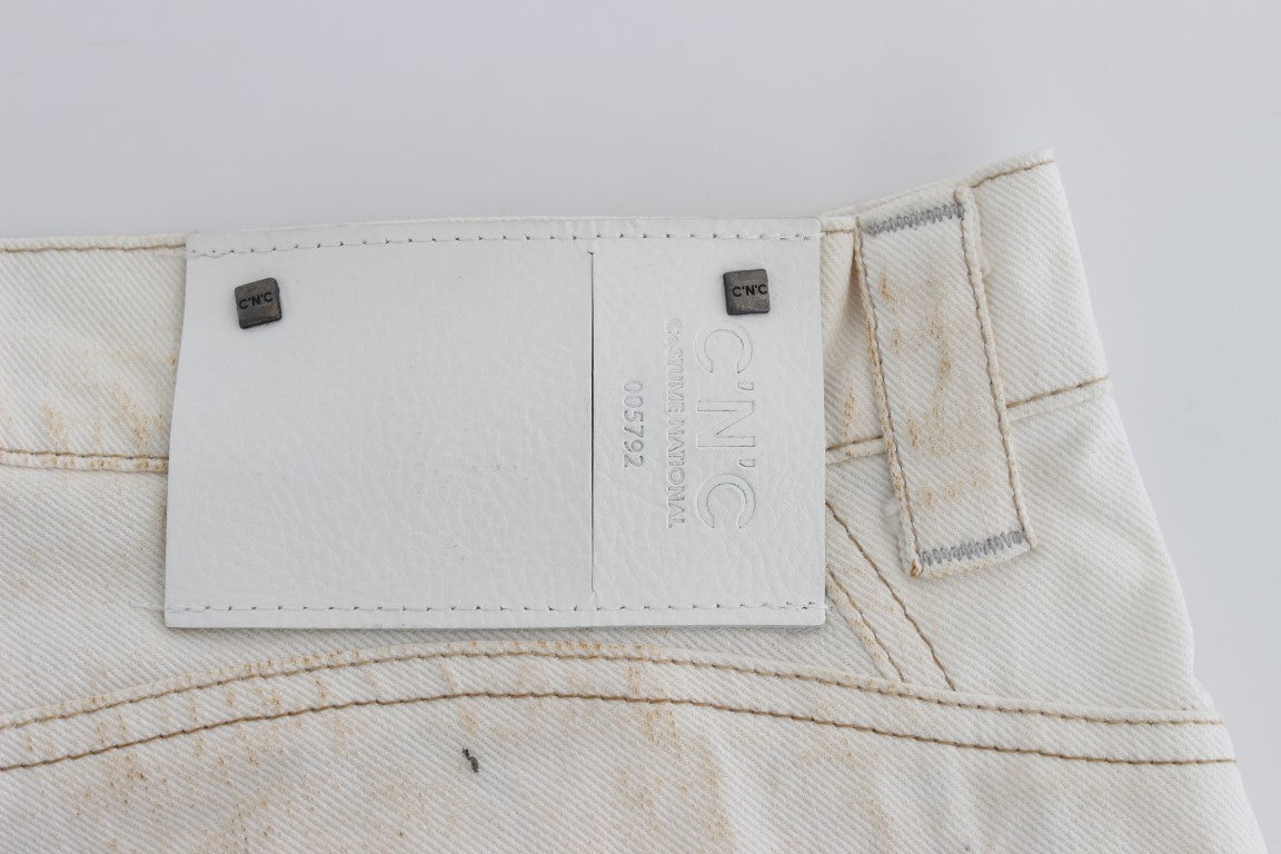 Chic White Slim Fit Designer Jeans - ventzia