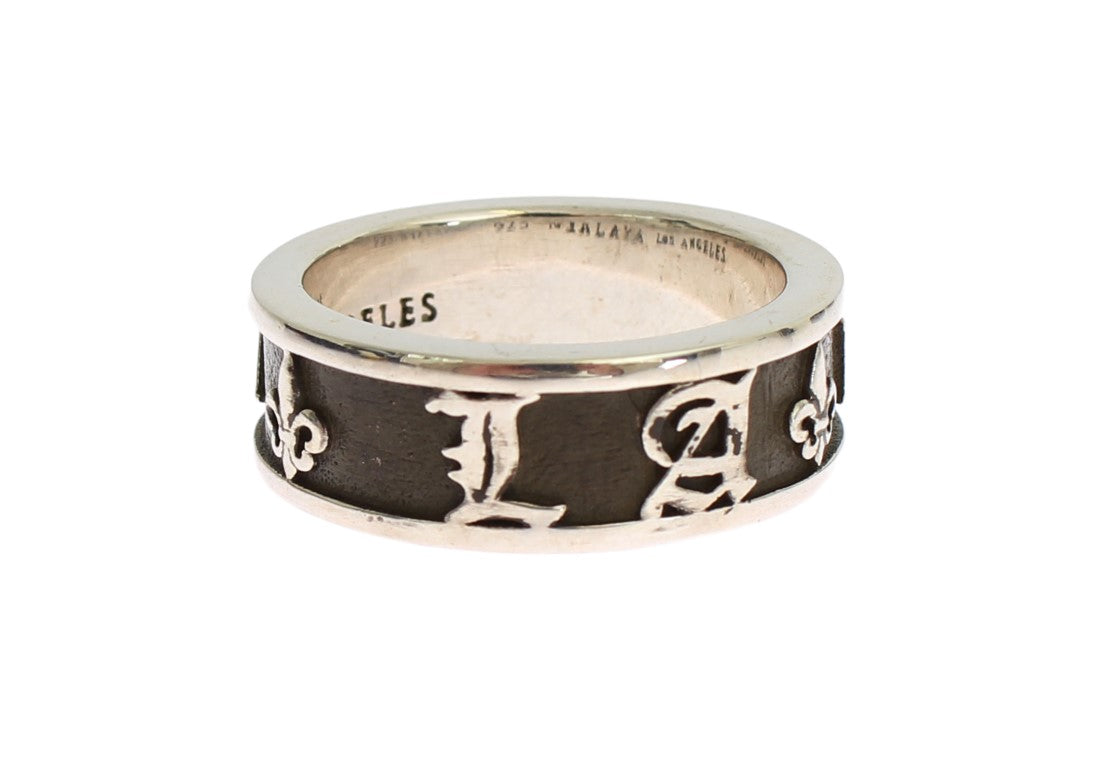 Elegant Silver and Black Men's Sterling Ring - ventzia