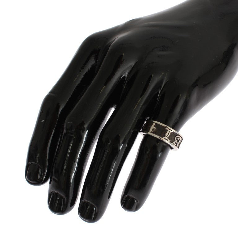 Elegant Silver and Black Men's Sterling Ring - ventzia