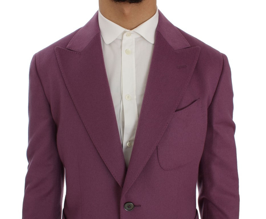 Elegant Purple Cashmere-Silk Blend Blazer - ventzia