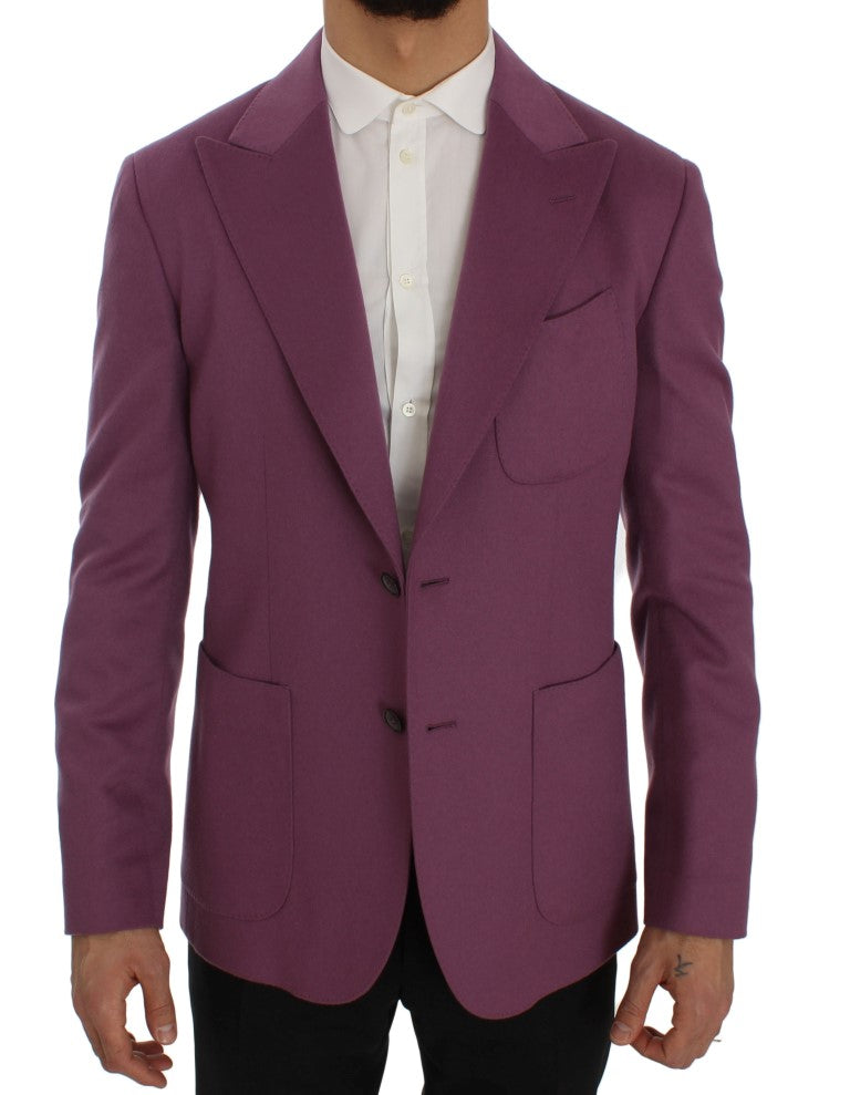 Elegant Purple Cashmere-Silk Blend Blazer - ventzia