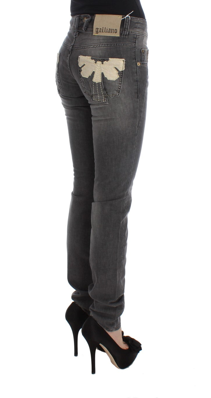 Elegant Slim Fit Gray Wash Jeans - ventzia