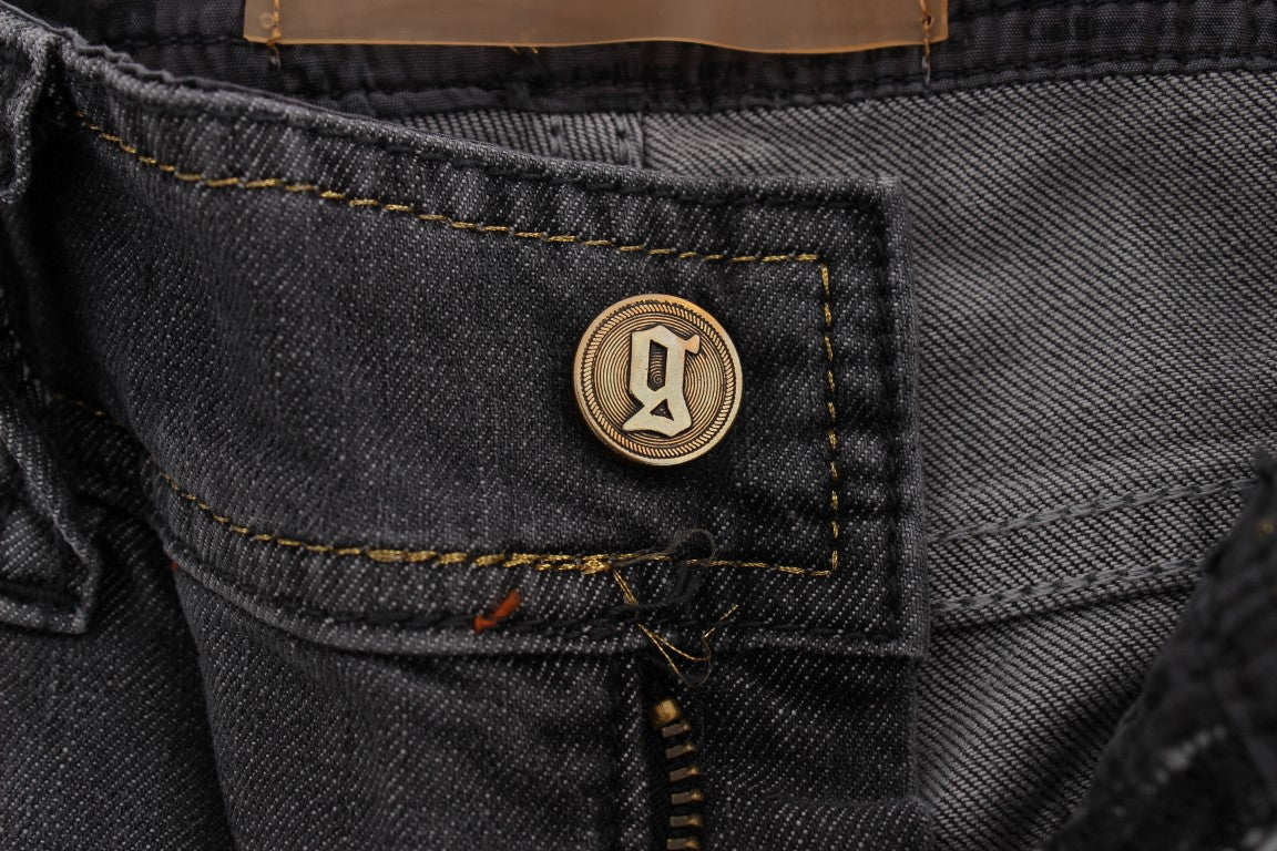 Elegant Slim Fit Gray Wash Jeans - ventzia