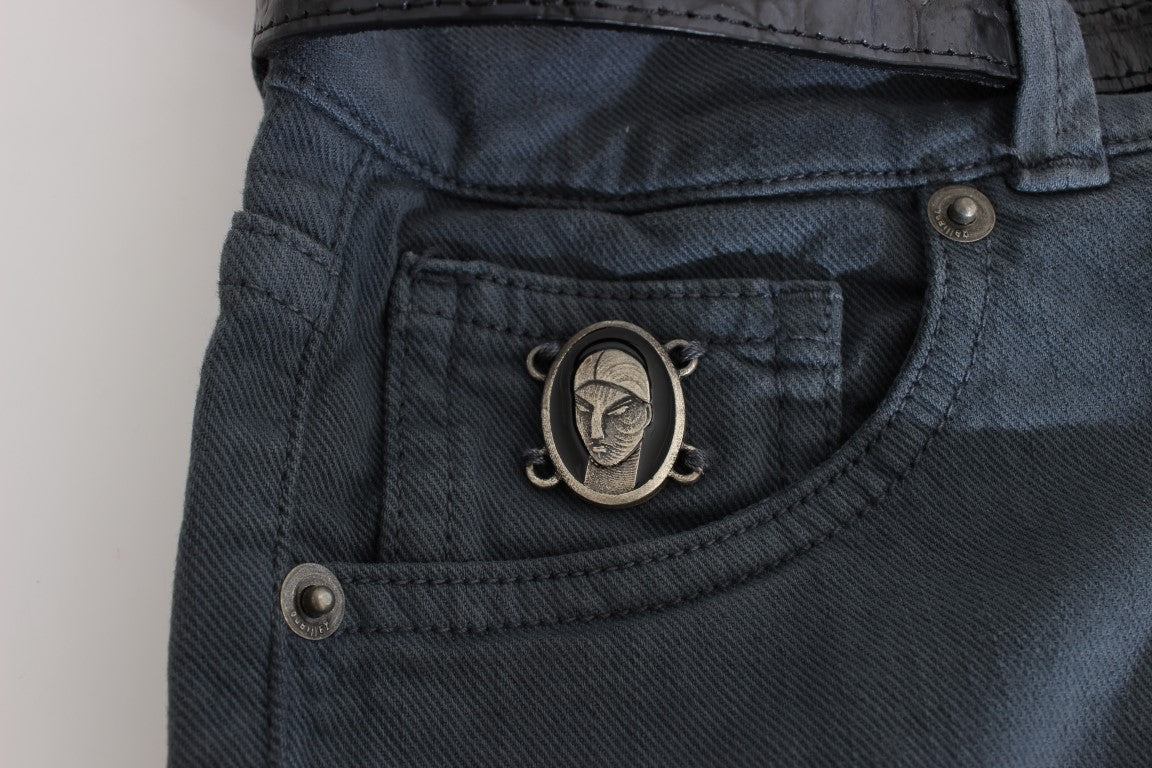 Sleek Slim Fit Italian Jeans in Chic Blue - ventzia