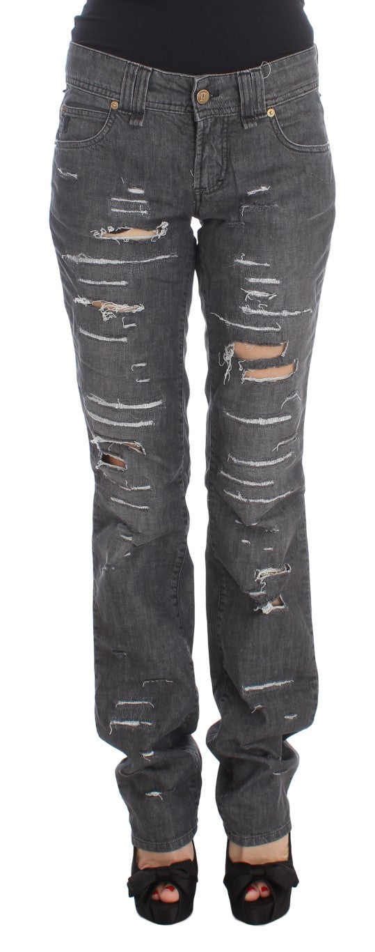 Chic Gray Wash Straight Fit Jeans - ventzia